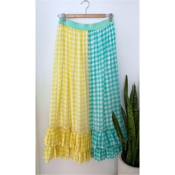 NWT Eva Franco Lynsey Gingham Colors Maxi Skirt S​​​​​ - Picture 7 of 14